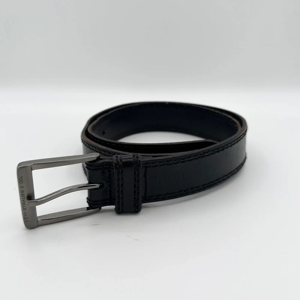 Levi's Full Grain Leather Belt Dark‎ Brown Black 1.5